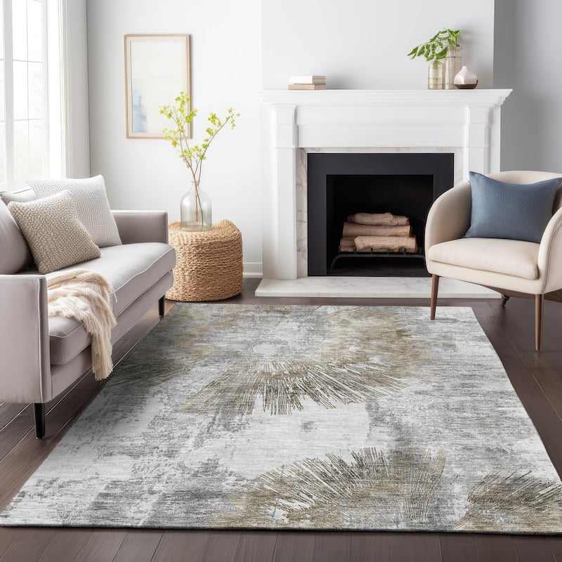 Machine Washable Indoor/ Outdoor Chantille Contemporary Starburst Rug