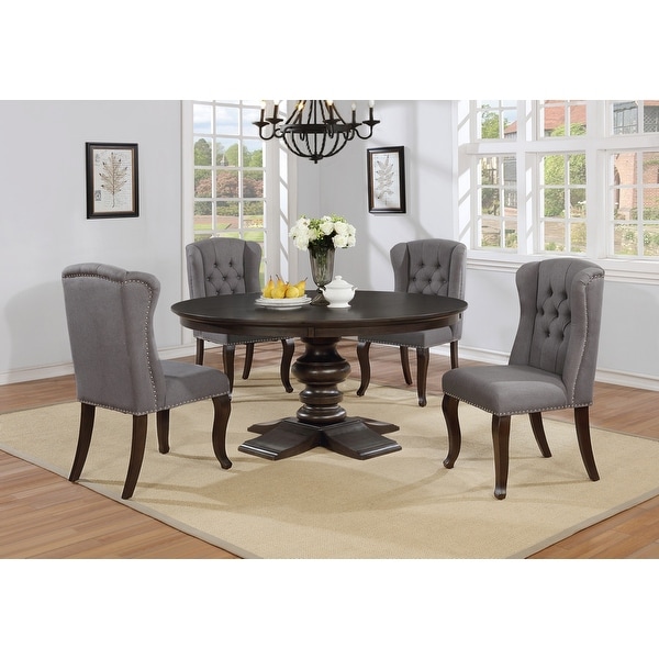 Best Quality Furniture Round Cappuccino 5 Piece Dining Set Bed