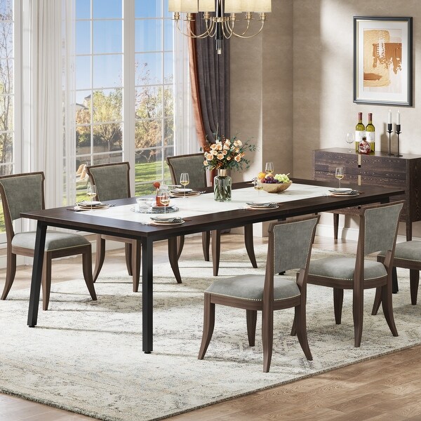 79 Dining Table Modern Large Kitchen Table Dining Room Table for 8 10 People White Dark Brown Black