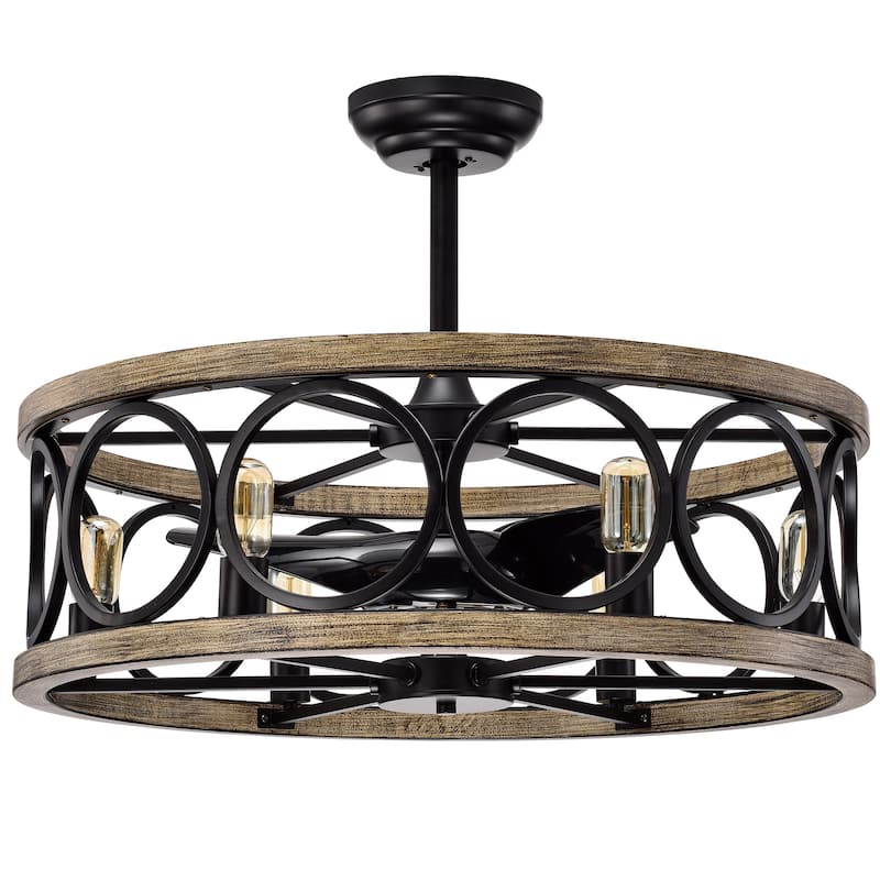 Marion 30-inch 6-light Open Metal Drum Shade Lighted Ceiling Fan
