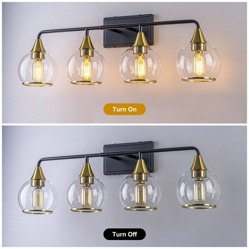 Starsky 3/4 Lights Modern Vanity Light Clear Globe Glass Shades