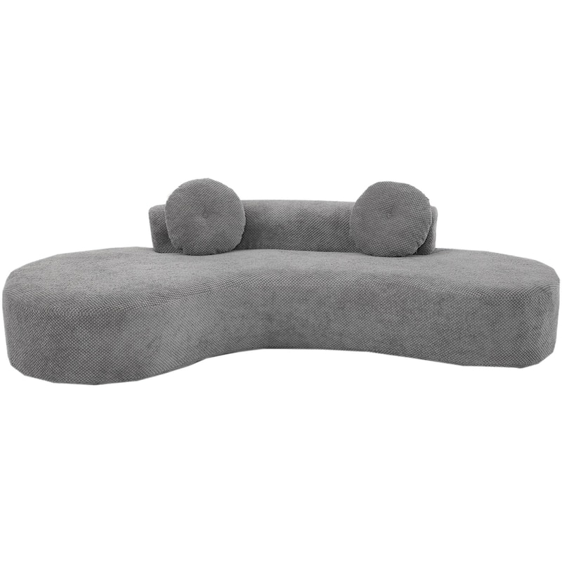 Curved Sofa 105.5-Inch - Modern Couch for 2, Soft Corduroy