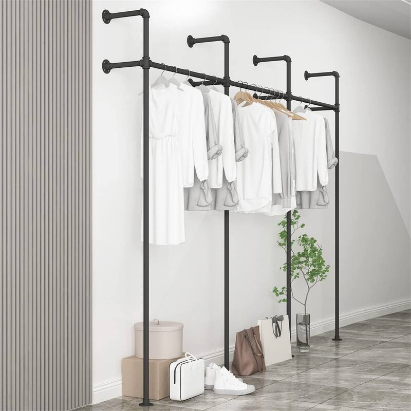 Industrial Pipe Clothing Rack On Wall