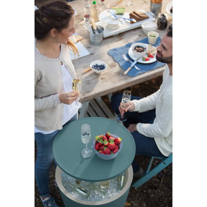 Keter Cool Bar Indoor Outdoor Patio Beverage Cooler and Bar Pop-Up Side Table