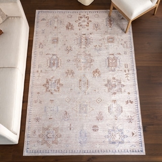 Nuloom Vivica SplashGuard Faded Medallion Machine Washable Area Rug