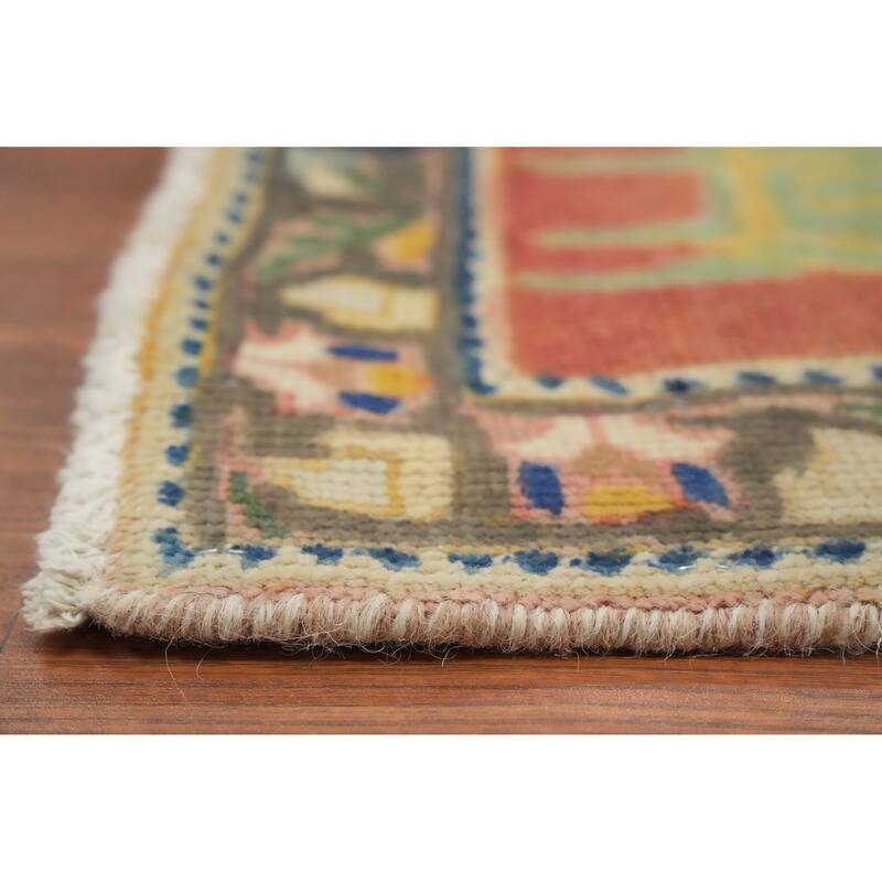 Hand Knotted Oriental 100% Wool Carpet Traditional Medallion Coral Tabriz Area Rug - 4' 9'' X 2' 10''