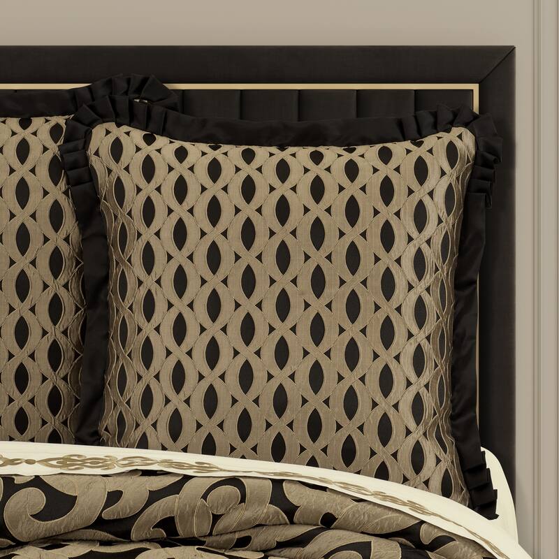 J. Queen New York La Boheme Onyx Euro Sham - Black - Euro Square