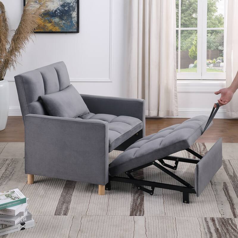 3-in-1 Convertible Sleeper Sofa Lounge Chair Bed, Black