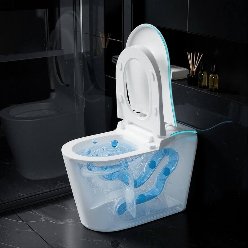 Smart Toilet with Bidet, Heated Seat, Auto Flush, Warm Air Dryer, Night Light, One-Piece Intelligent Toilet 220 lbs Capacit