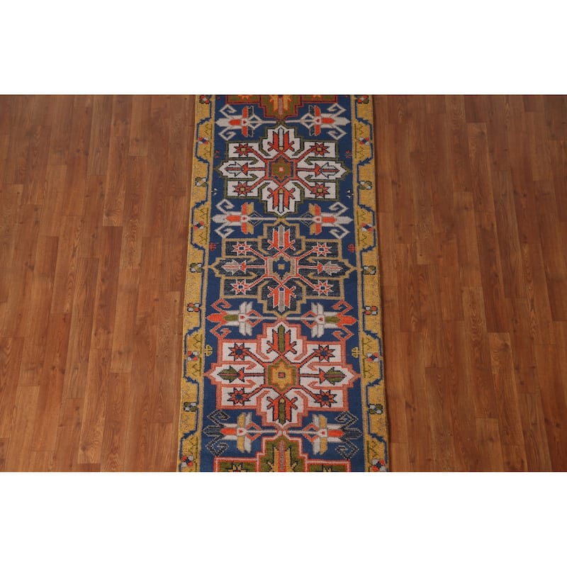 Blue Heriz Serapi Oriental Runner Rug Wool Carpet - 2'7" x 7'10"