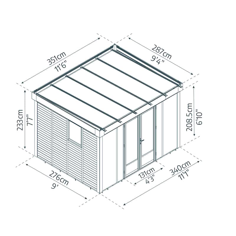 Copenhagen 9 ft. x 11.5 ft. Black Studio Shed and Backyard Office - 11 ft. x 9 ft