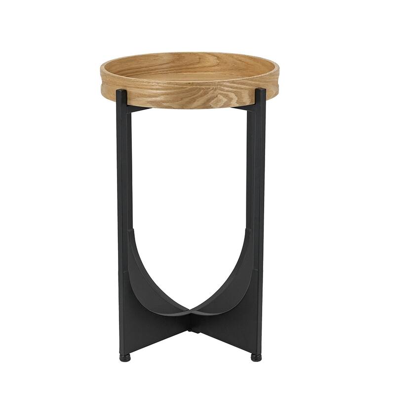 15" Tray-Top Side Table with Geometric Metal Frame