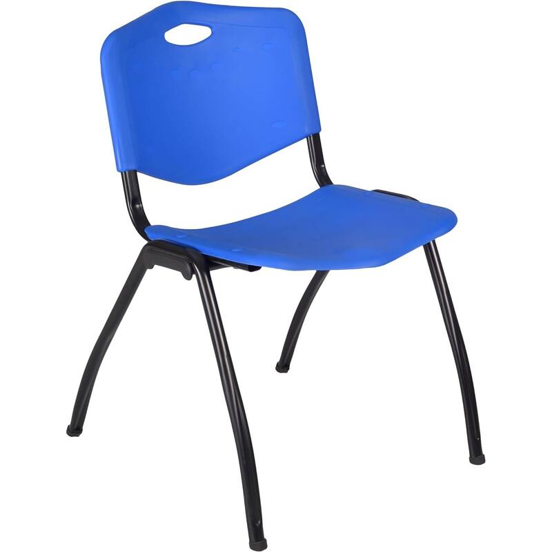 84" x 24" Flip Top Mobile Training Table with Modesty Panel- Cherry and 3 "M" Stack Chairs- Blue