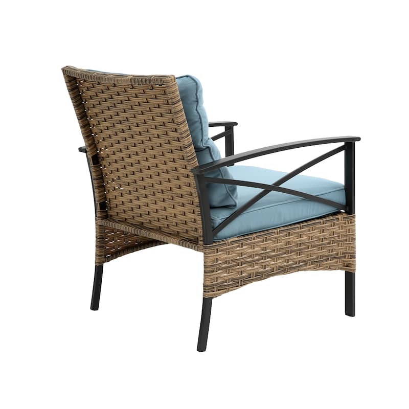 Outdoor Patio Furniture Set, 4 Piece Wicker Outdoor Conversation Set, Corner Sofa Set with Cushion and Side Table