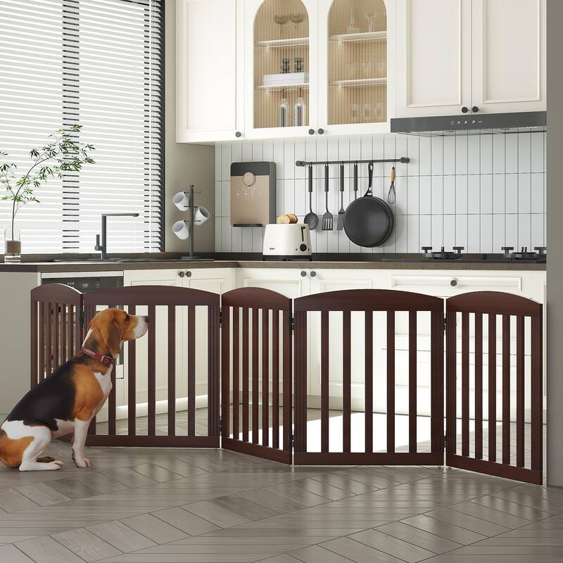 COSTARS Foldable Dog Gate, Dog Gates for Doorways, Stairs, The House, Wooden Freestanding Pet Gate Indoor, Step Over Puppy Gate