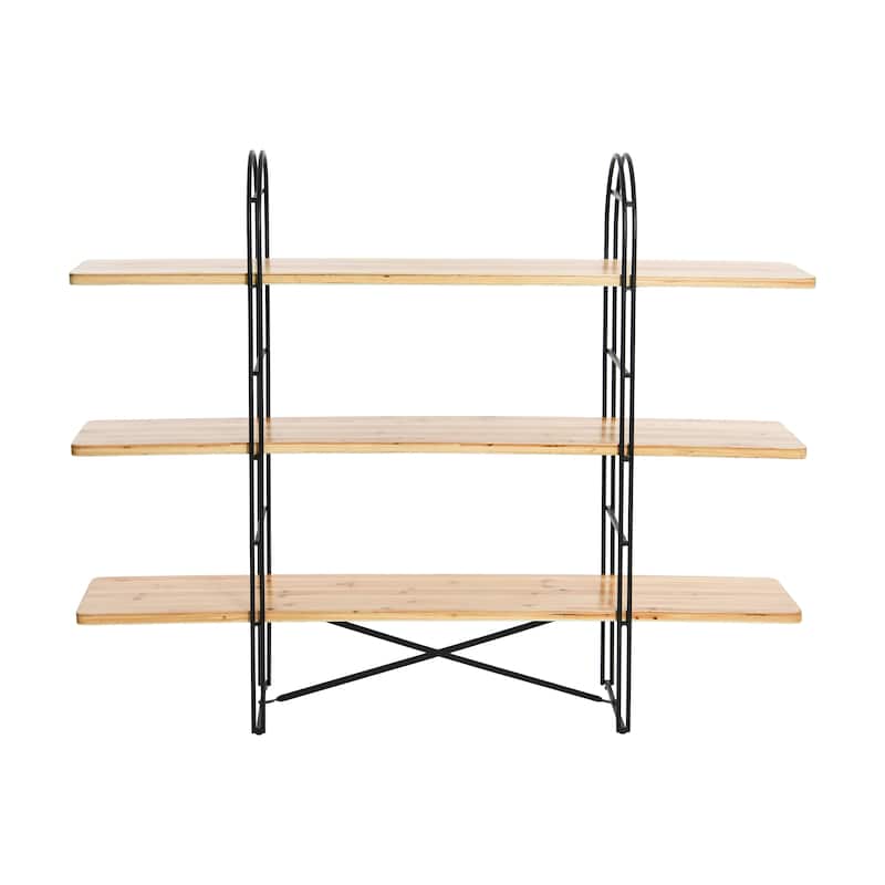 Wood and Metal Adjustable Shelving Unit - N/A