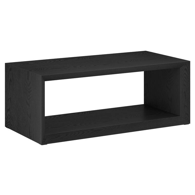 48" Coffee Table with Shelf for Living Room Storage and Display - 48" x 23.38" x 18" - Black