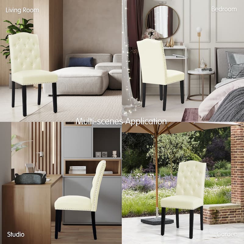 Subrtex (Set of 2) Leather Dining Chair with Riveted Button Decoration
