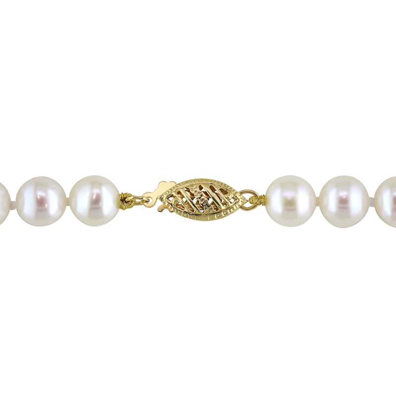 Miadora 6.5-7mm Cultured Freshwater Pearl Strand Necklace 14k Yellow Gold Clasp - 18in