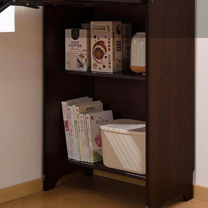 Anmytek Mid Century Bamboo Folding Desk with Hidden Storage Walnut Brown