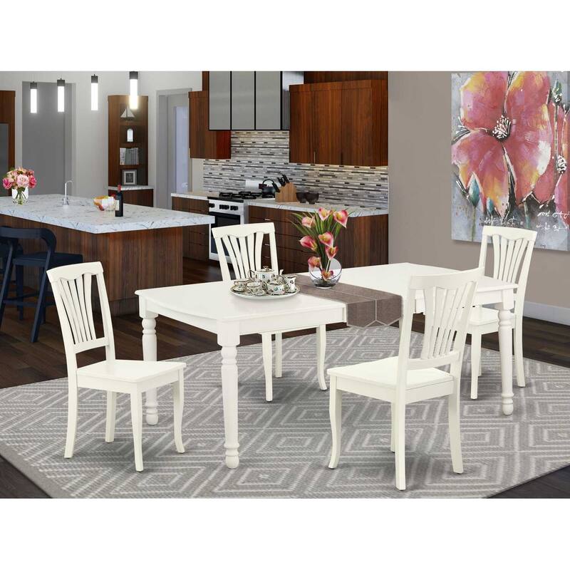 Rectangular Dining Table Set - 5 Piece Table with Chairs - 60x78 Inch Table & 4 Modern Chairs