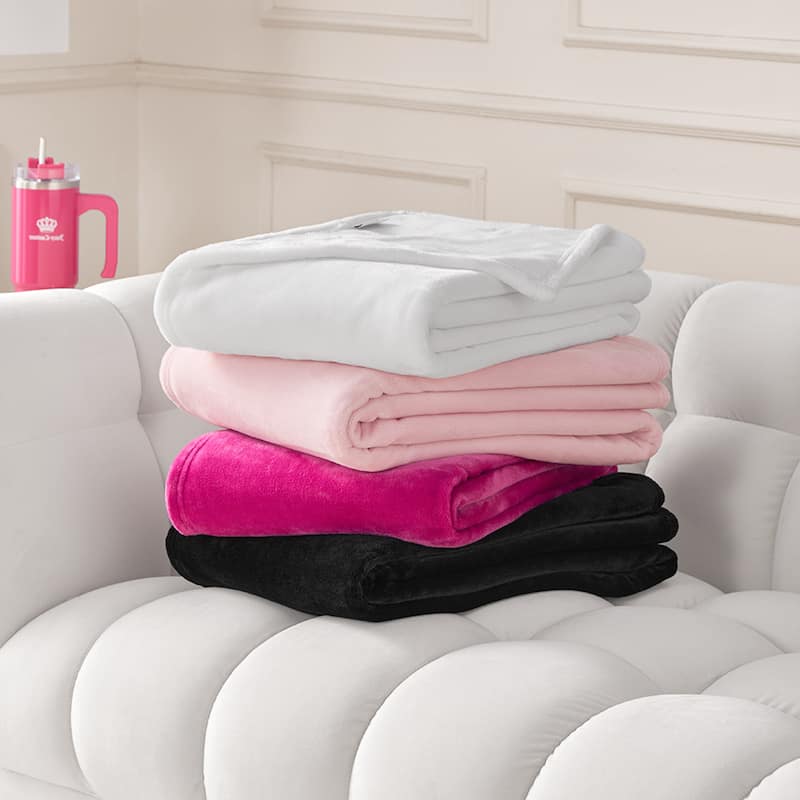 Juicy Couture Solid Plush Throw Blankets