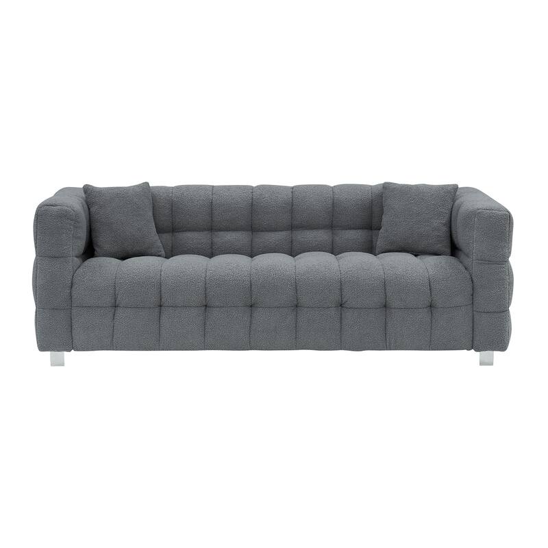 Premium 80-inch Wool Sofa with High-Density Foam Filling and Bonus Cushions