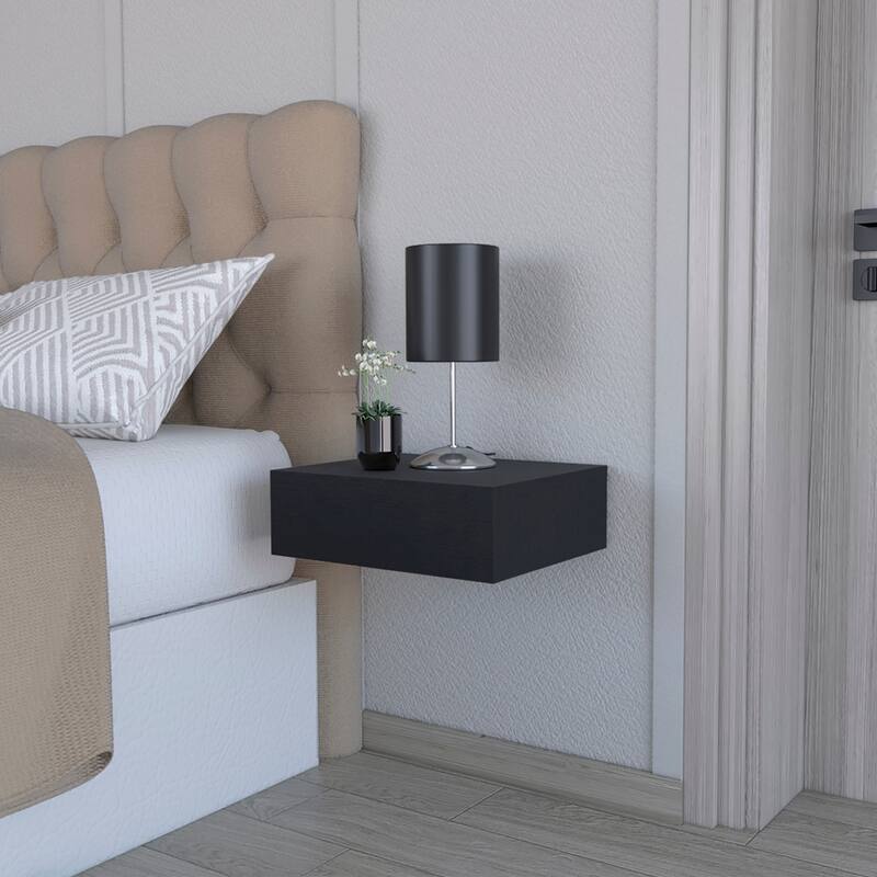 Wall-Mounted Nightstand with Spacious Surface and Generous Drawer