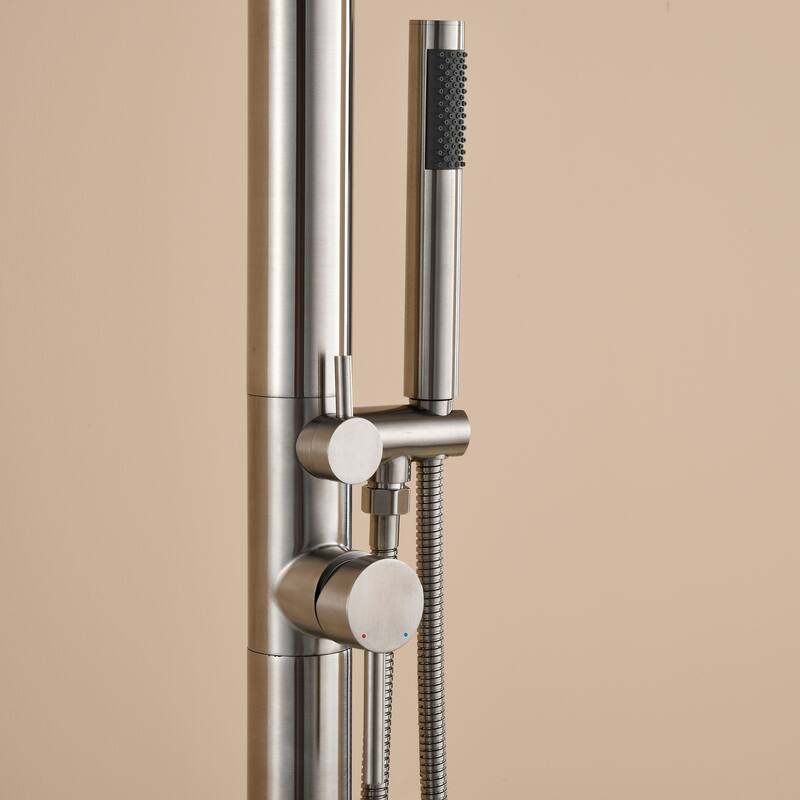 81"H Stainless Steel Freestanding Outdoor Shower with Handheld Shower
