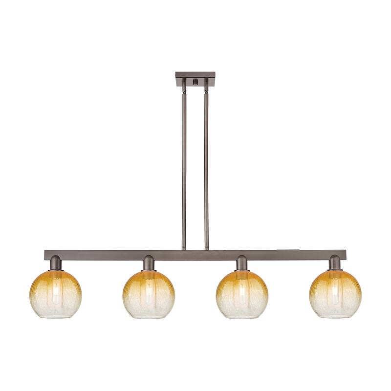 Innovations Lighting Urban Downtown - Brookhaven Globe - 4 Light 48" Stem Hung Island Light - Oil Rubbed Bronze/Amber