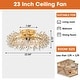 preview thumbnail 6 of 11, 23" Contemporary Gold 4-Light Crystal Low-Profile Flush Mount Ceiling Fan with Remote