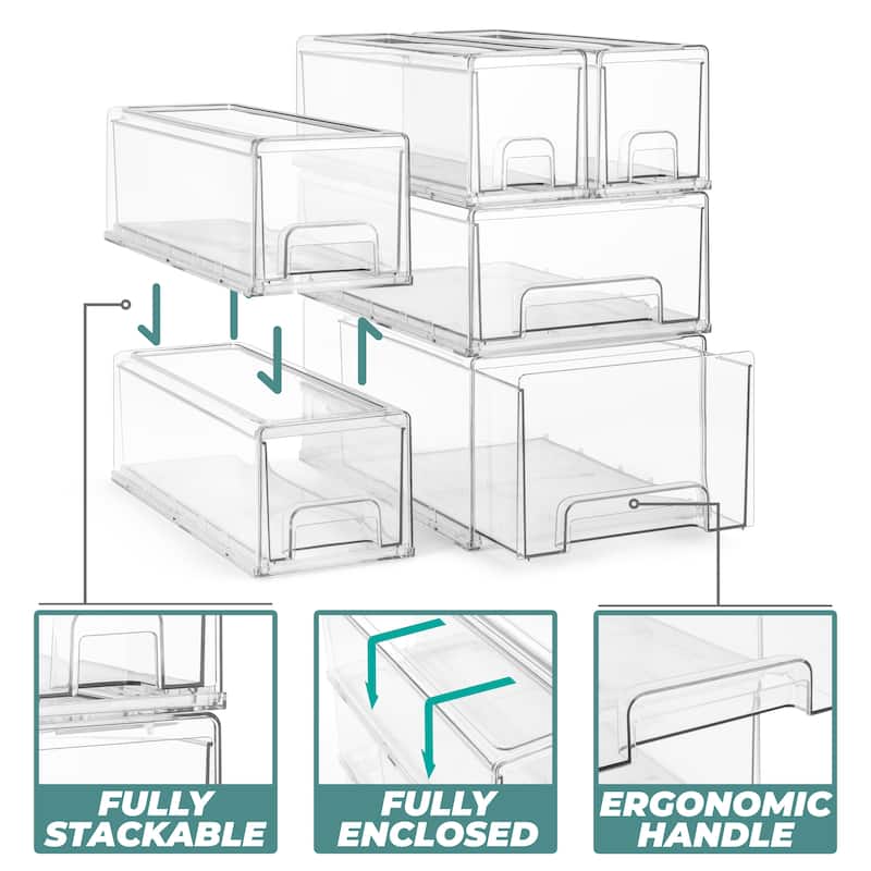Sorbus Large Clear Stackable Storage Drawers with Handles 2 Pack