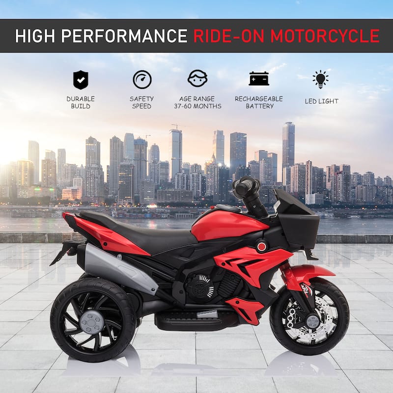 Red Electric Motorcycle for Kids with Front Lights, Motorized Vehicle Toy with Padded Seat, Ride on Electric Car for Lawn