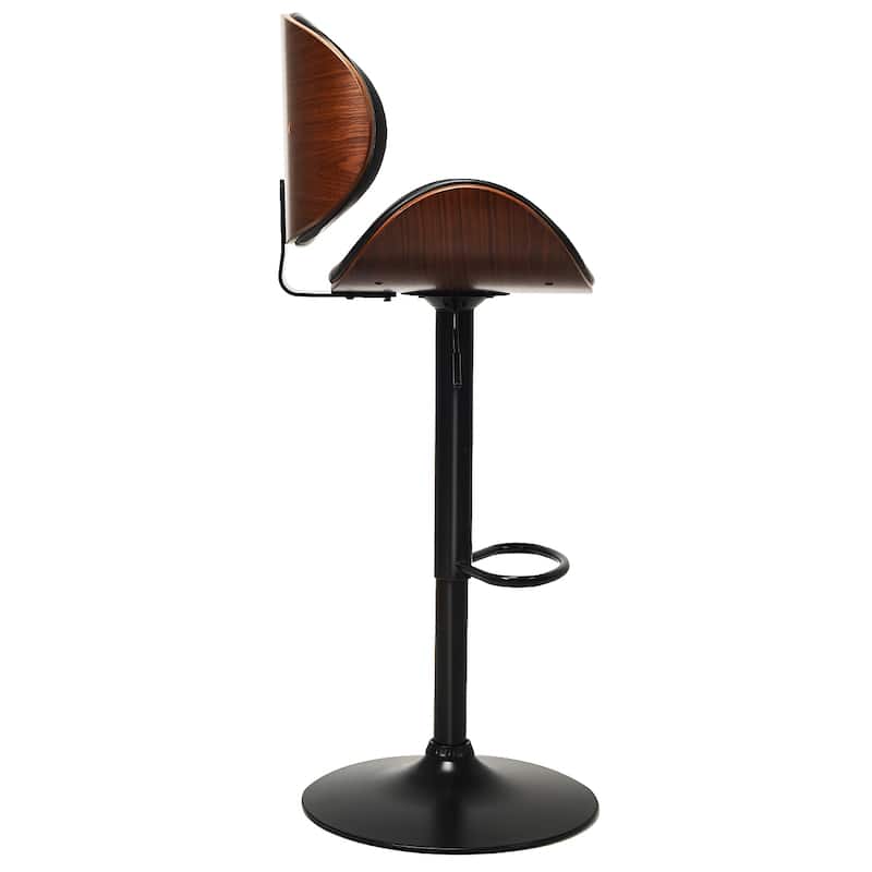 Costway Set of 2 Bentwood Barstool Mid-Century Adjustable Swivel PU
