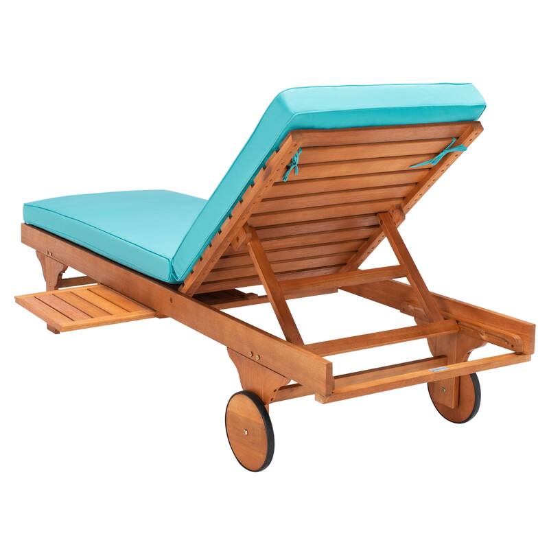 SAFAVIEH Outdoor Aubrie Adjustable Chaise Lounge Chair with Wheel.