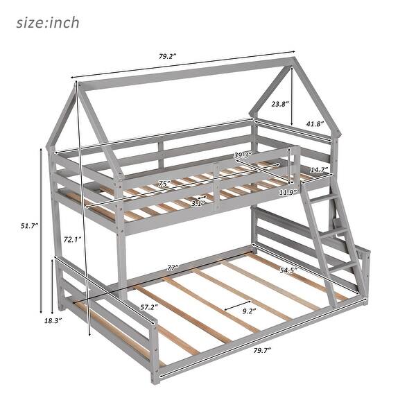 dimension image slide 1 of 2, Convertible Twin Over Full Bunk Bed,Built in Ladder,Safety Guardrails