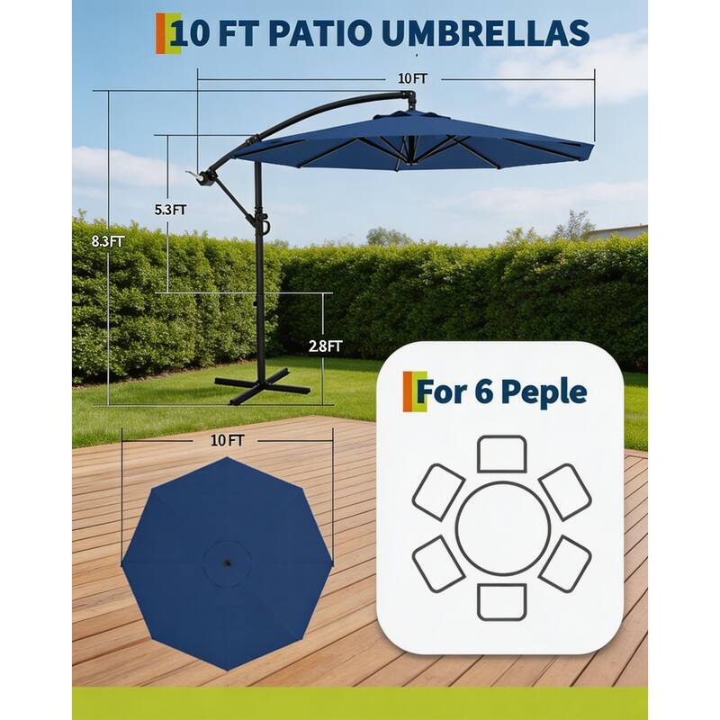 10 ft offset patio umbrella, with solar lights