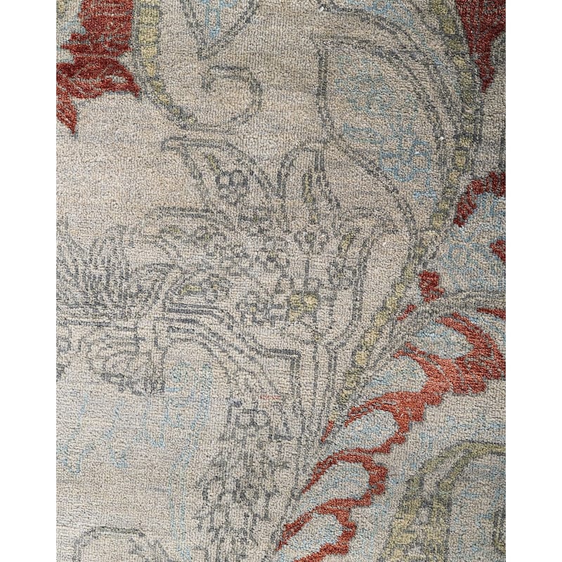 Ikat One-of-a-Kind Hand-Knotted Area Rug - Gray, 8' 1" x 10' 0" - 8' 1" x 10' 0"