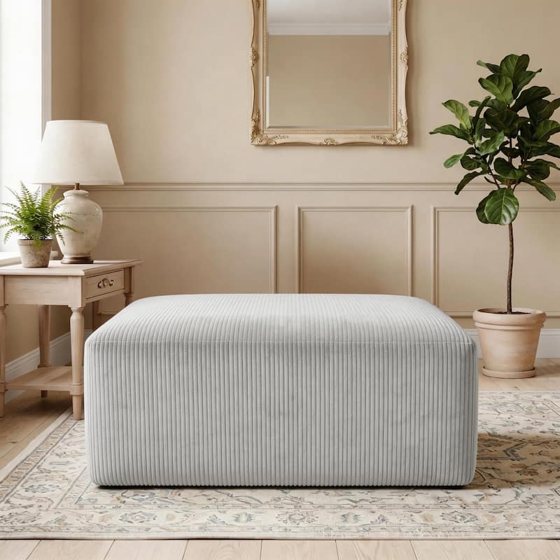 40"W Oversized No Assembly Corduroy Rectangle Ottoman