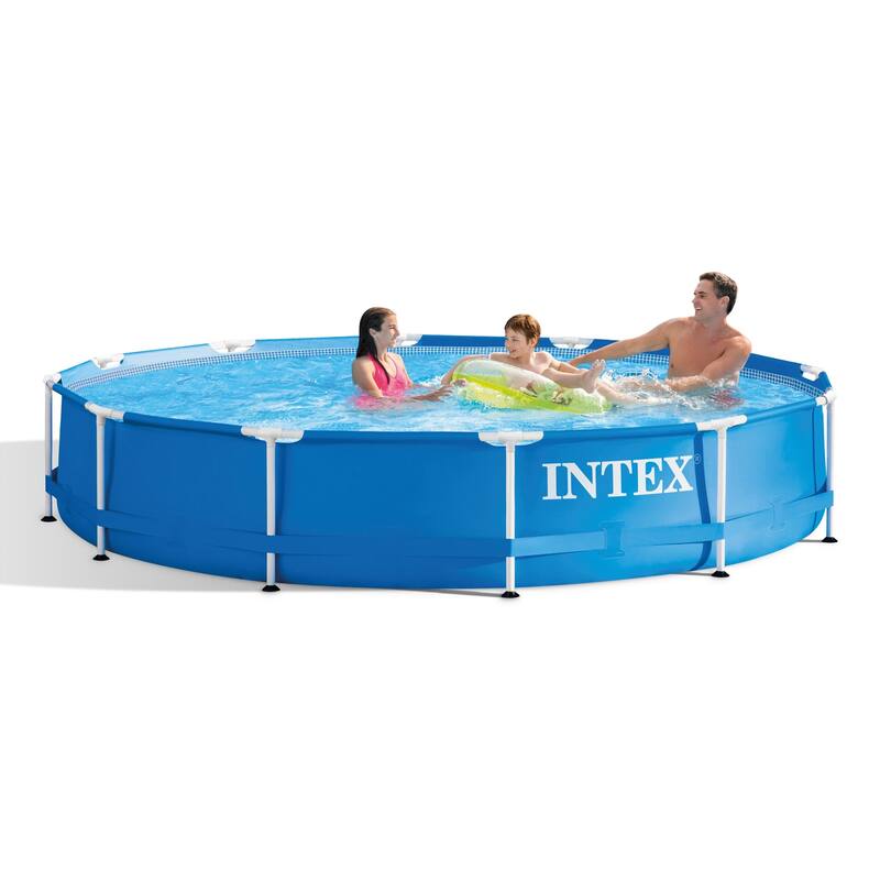 Intex 12' Above Ground Pool and Pump with 58" Inflatable Sunset Glow Kids Pool - 55