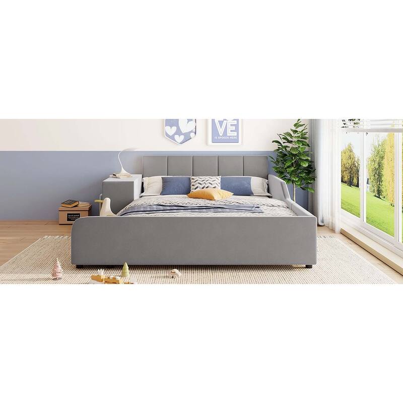 Grounded Bed, Mother & Child Bed with Bedside Desk & Round Stool