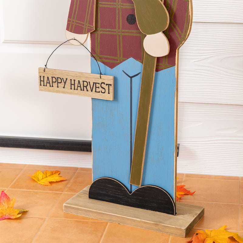 Glitzhome 36"H Fall Solid Wood Scarecrow Porch Decor(KD) - 36''H