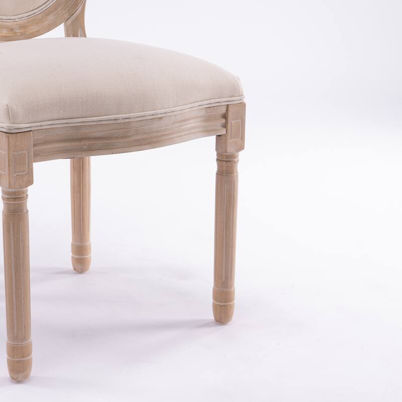 Solid Wood Frame Linen Fabric Oval Back Dining Chair