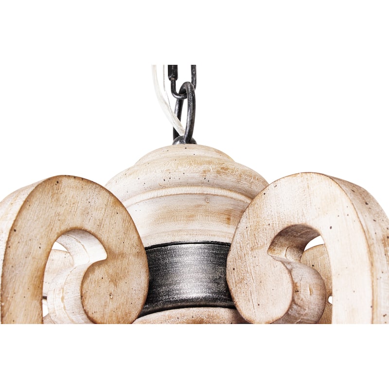 Cusp Barn Farmhouse Antique 5-Light Wood Candle Chandelier Empire Shabby Ceiling Light for Dining Room Entryway