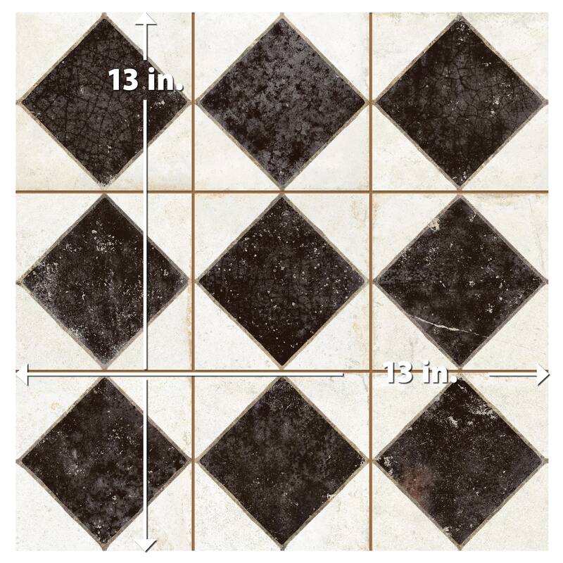 Merola Tile Kings Arles Black 13" x 13" Ceramic Floor and Wall Tile