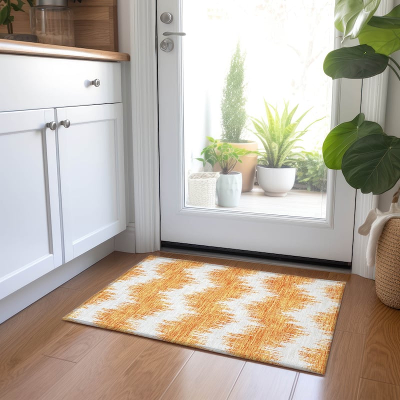 Machine Washable Indoor/ Outdoor Chantille Chevron Modern Rug