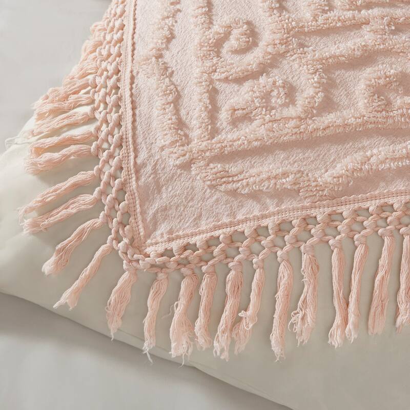 Madison Park Virginia Cotton Chenille Medallion Fringe Coverlet Set