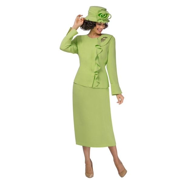 Giovanna Signature Women's 2-pc Off-center Ruffled Skirt Suit. Opens flyout.
