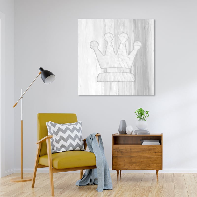 Wynwood Studio Canvas Fashion and Glam Crown Feathers White and Modern & Contemporary Wall Art Canvas Print - 30 x 30