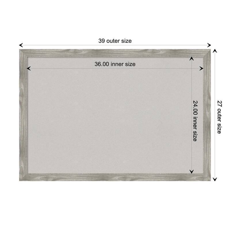 Dove Greywash Square Framed Grey Corkboard Bulletin Board - Board Size 36x24